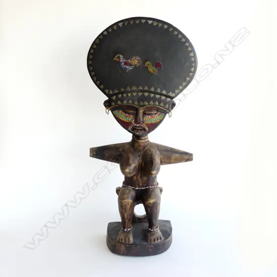 A vintage large African Ashanti fertility goddess,
